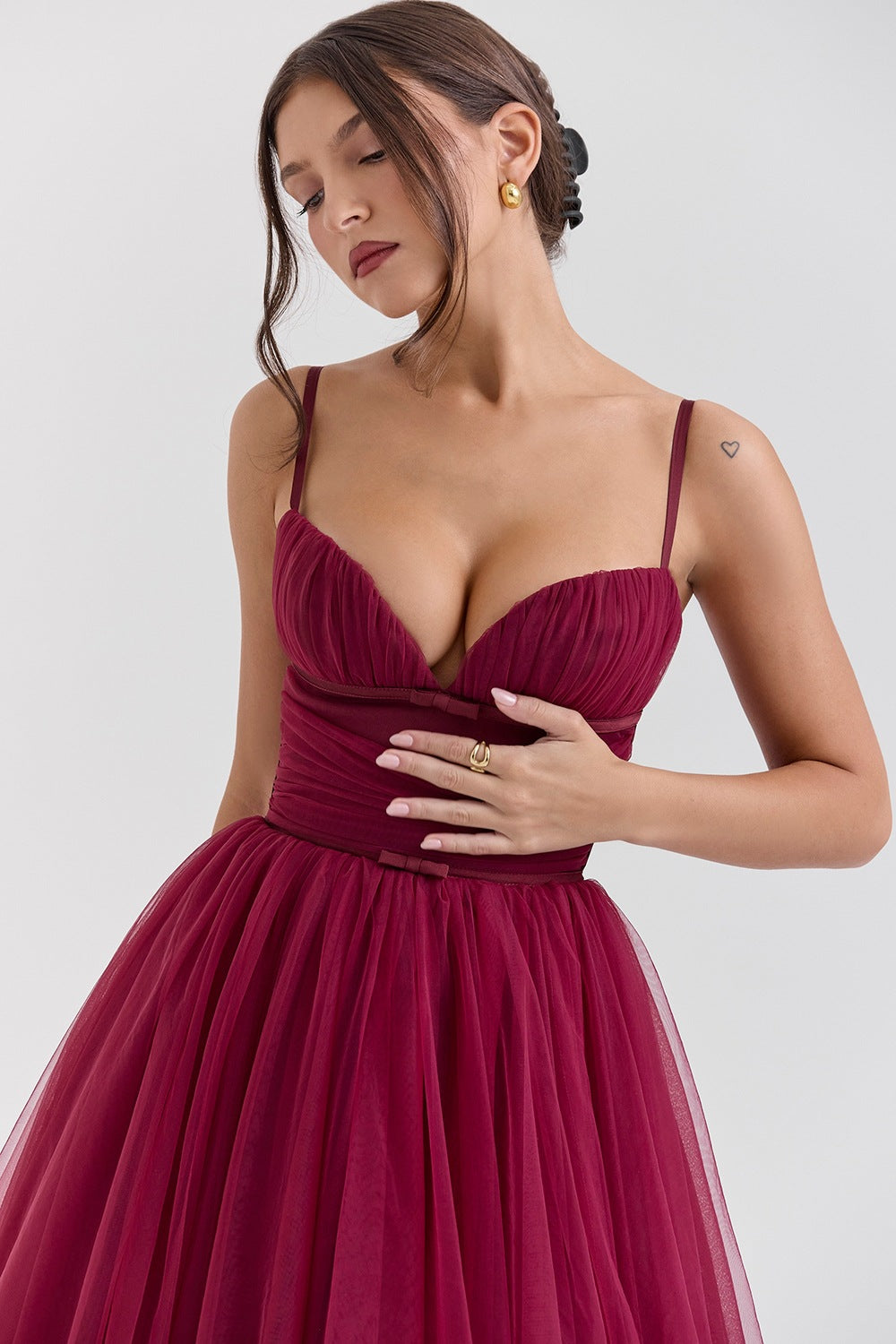 Robe de soirée dos nu à bretelles