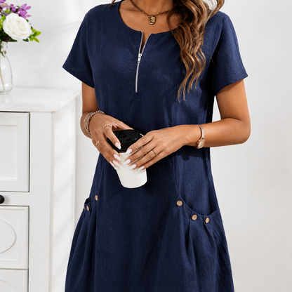 Robe Fluide à Zip et Poches