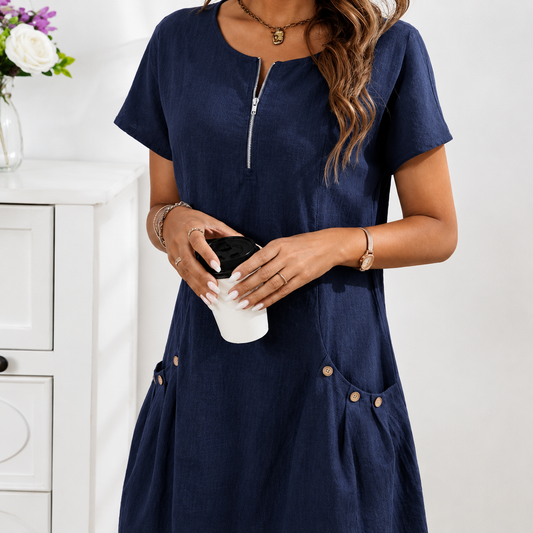 Robe Fluide à Zip et Poches