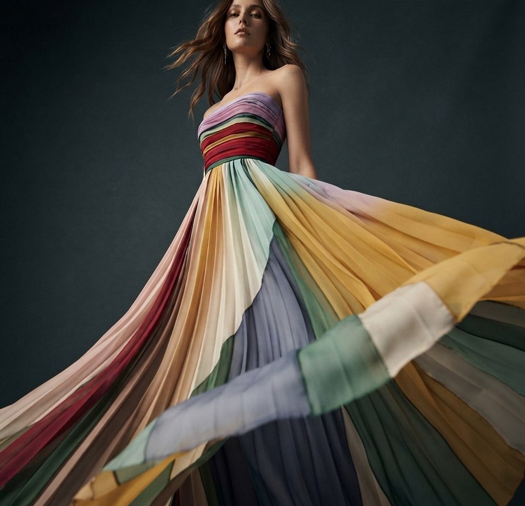 Robe maxi évasée imprimée colorée, dos nu et bustier sexy pour femme