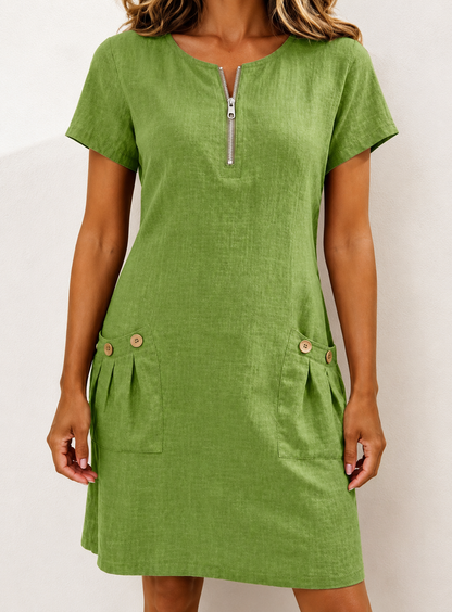 Robe Fluide à Zip et Poches