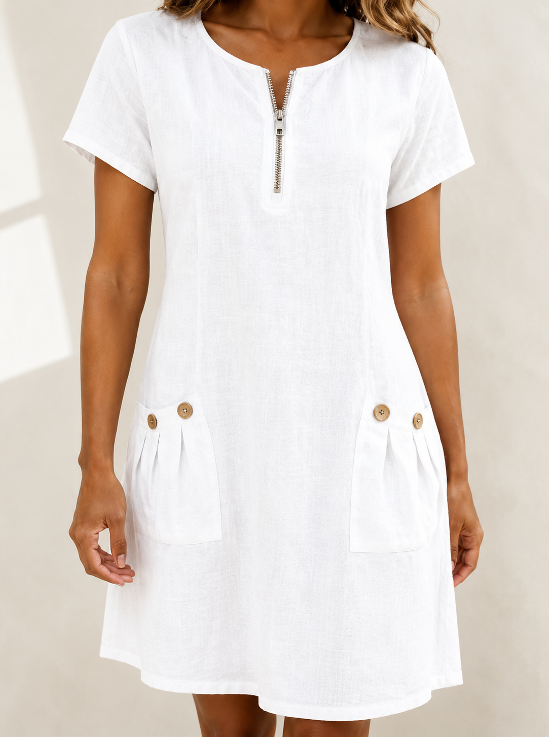Robe Fluide à Zip et Poches